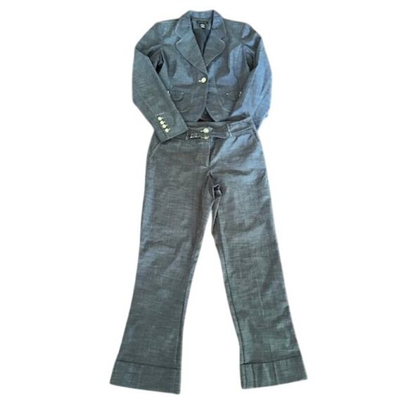 Rafaella 2-Piece Suit – Jacket 12/Pants 8 – Slate Blue Gray Textured Stretch Set - Picture 12 of 12